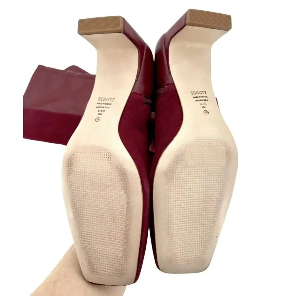 Schutz Donata Boots Red Burgundy Suede Leather Over the Knee 6.5 NEW $268